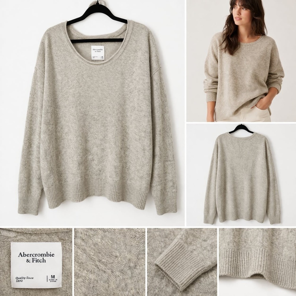 Abercrombie & Fitch‎ Grey Marled Tie-Sleeve Crewneck Top